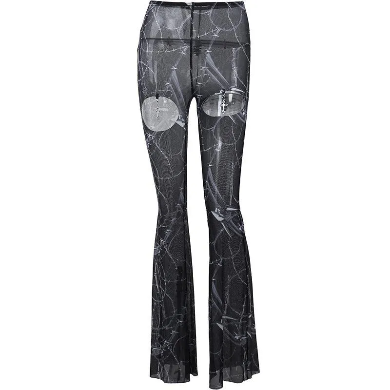 Slim Fitting Printed Bell Bottoms For Women