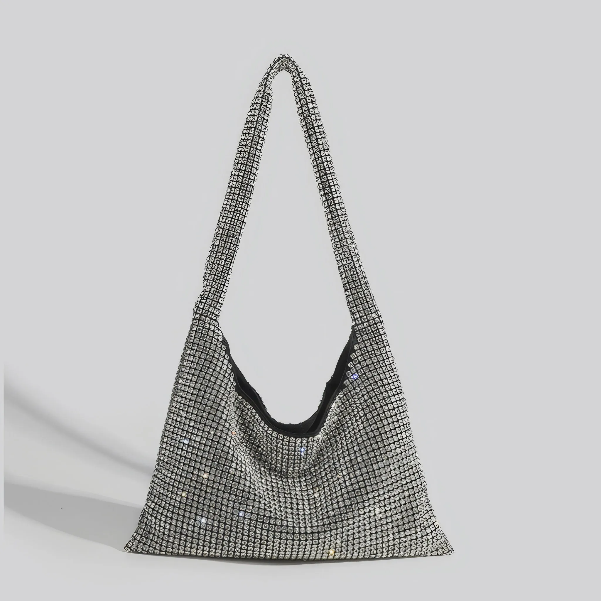 Slouchy Crystal Mesh Hobo Bag