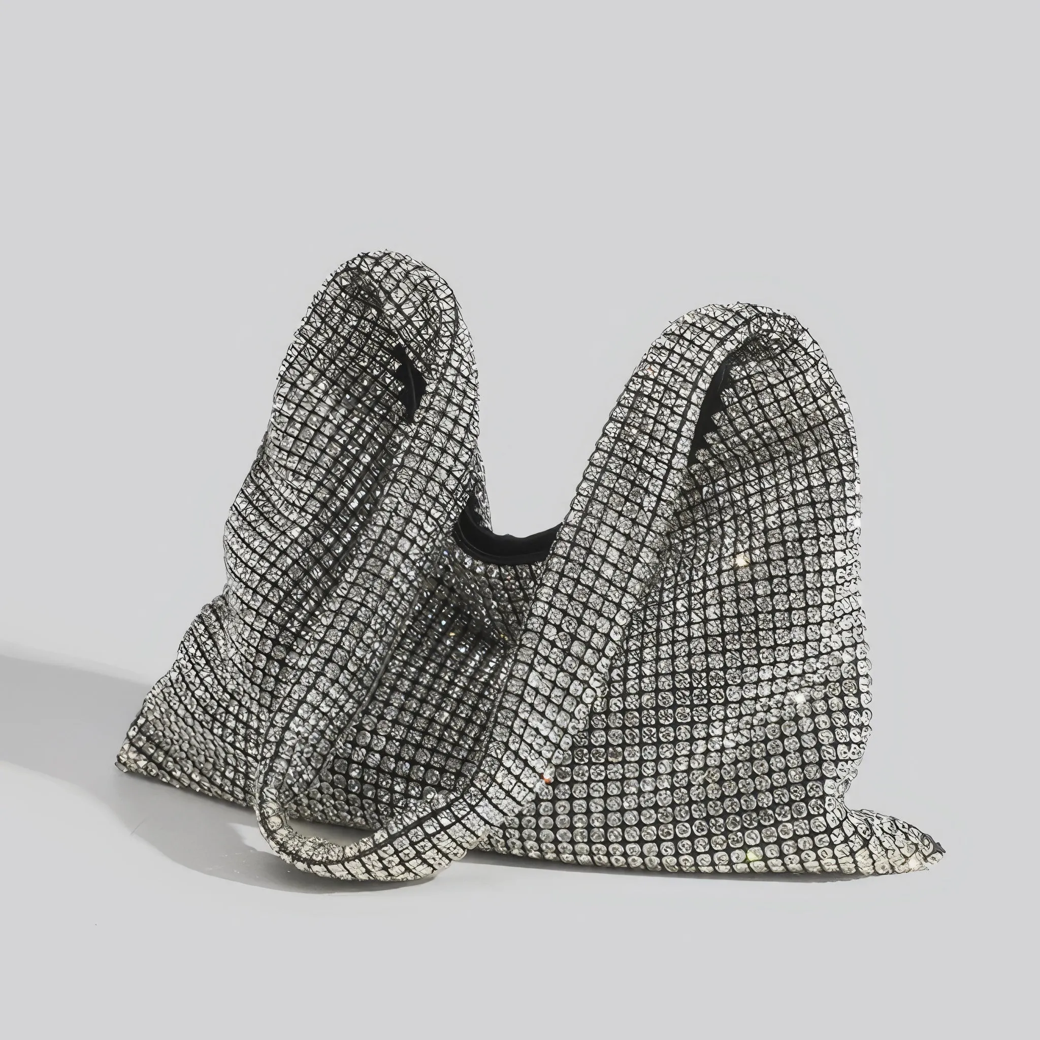 Slouchy Crystal Mesh Hobo Bag