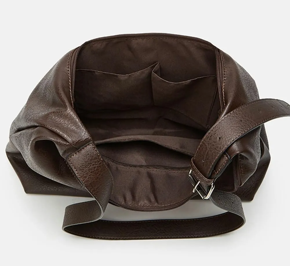 Slouchy Tote Bags for Women Retro Vegan Leather Shoulder Crossbody Bag Faux Leather Handbag Purse Satchel Soft Leather Bag