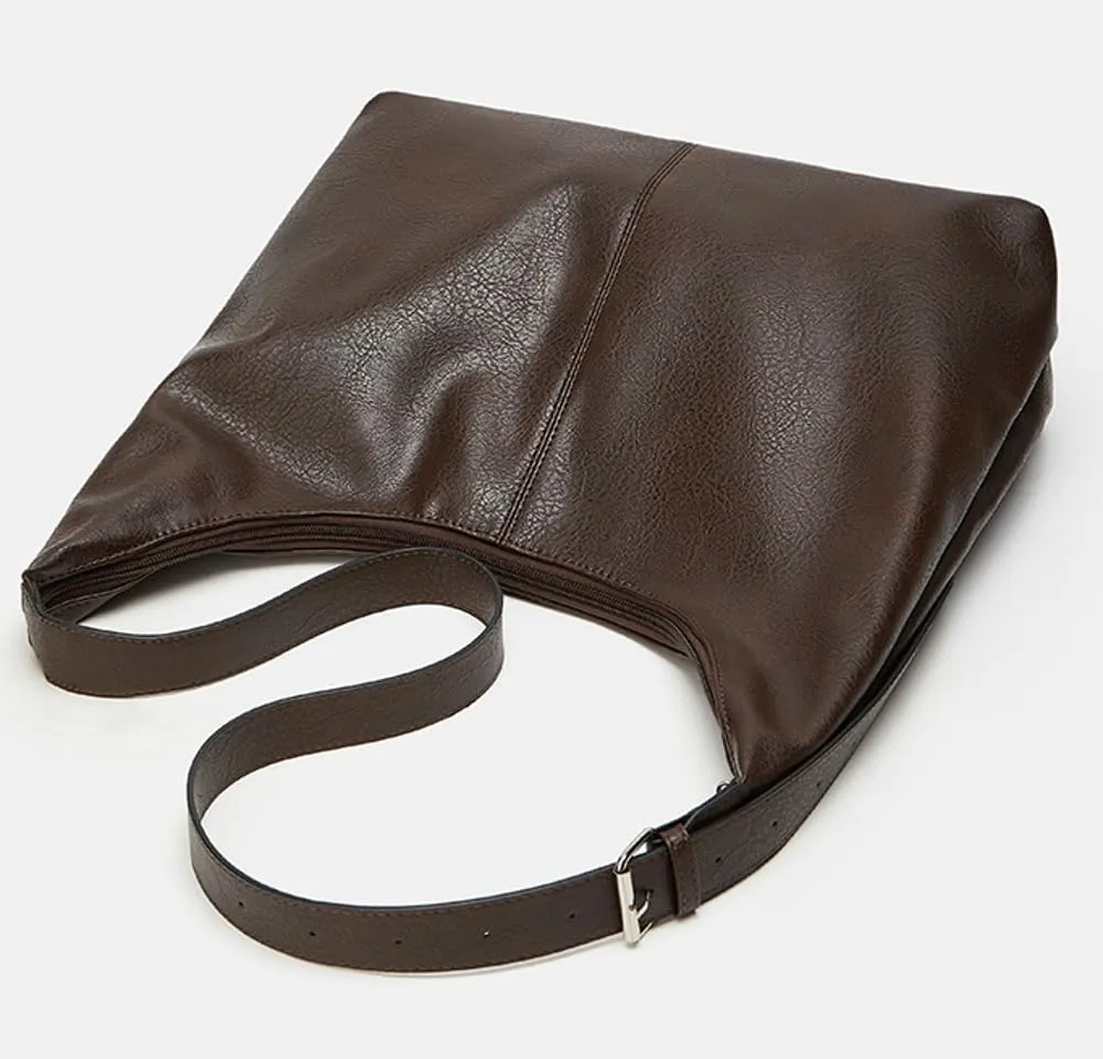 Slouchy Tote Bags for Women Retro Vegan Leather Shoulder Crossbody Bag Faux Leather Handbag Purse Satchel Soft Leather Bag