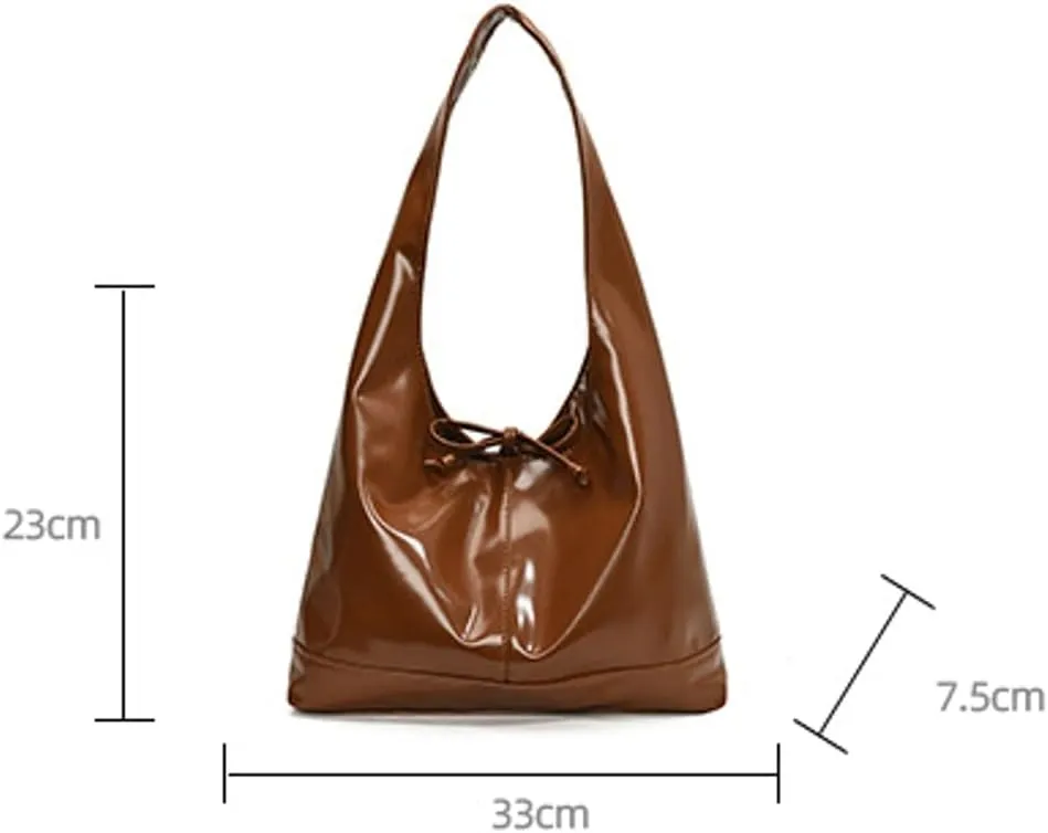 Slouchy Tote Bags For Women Soft Leather Handbag Retro Red Shoulder Bag Y2K Underarm Purse With Bow Casual Work Handbag