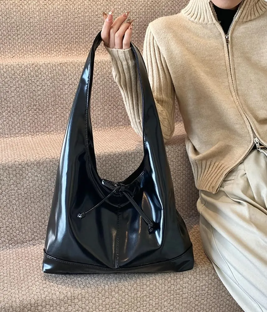 Slouchy Tote Bags For Women Soft Leather Handbag Retro Red Shoulder Bag Y2K Underarm Purse With Bow Casual Work Handbag