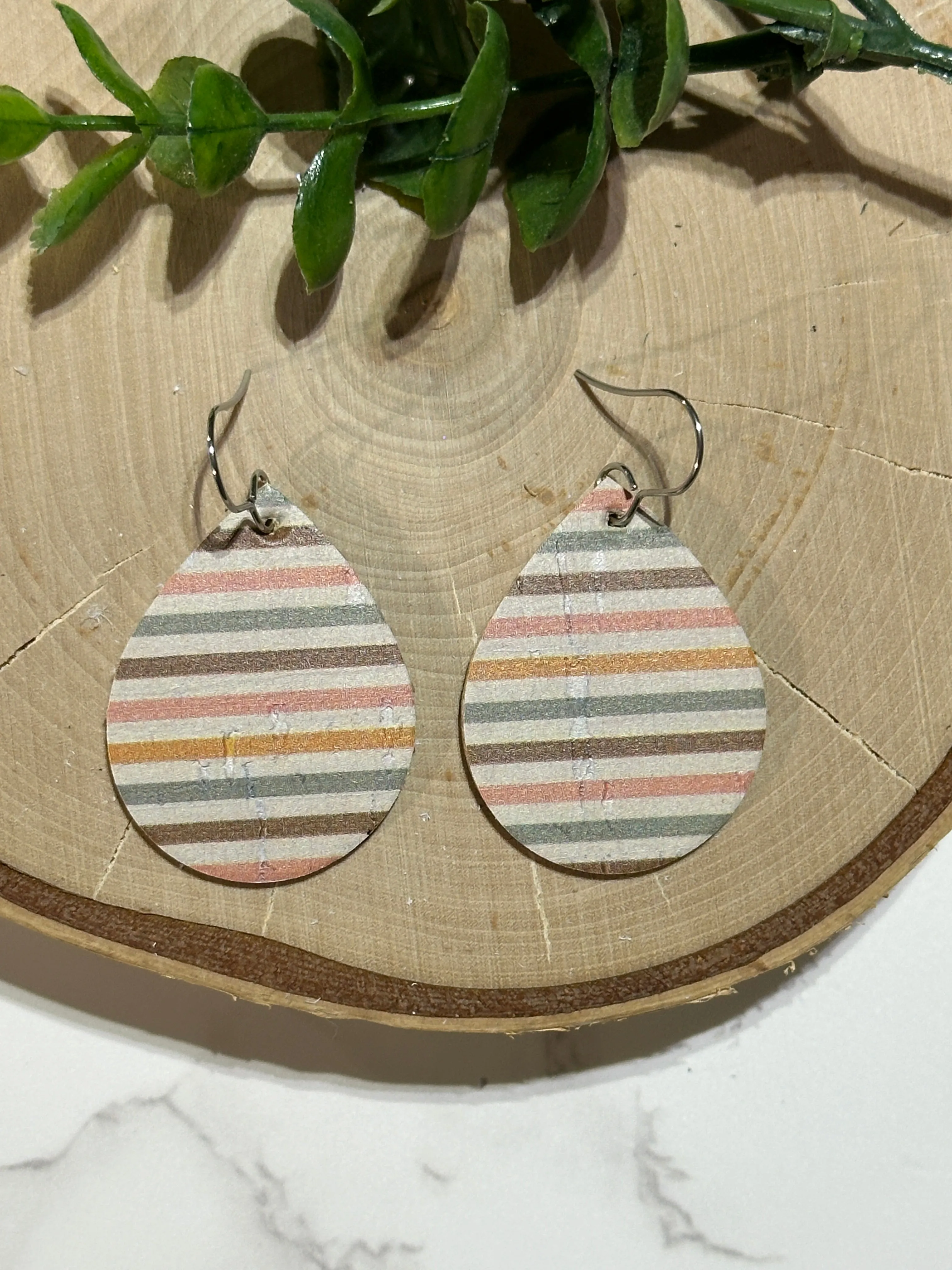 Small Teardrop Earrings - Boho Stripes