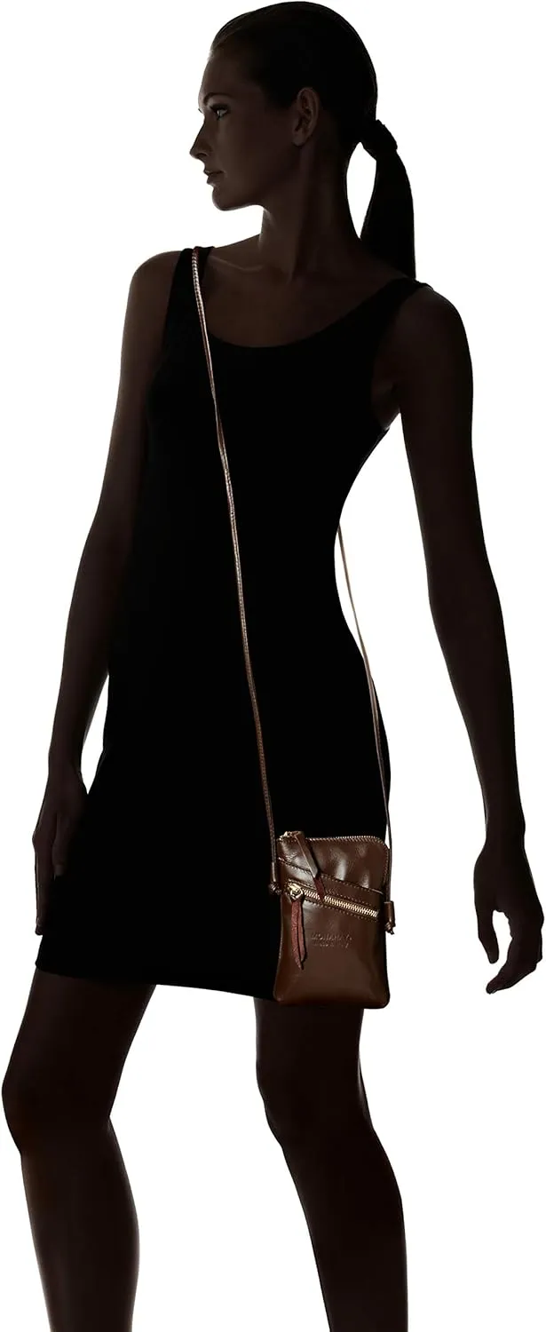 Small Vera Pelle Italian Leather Cell Phone Cross Body Bag Passport Travel Pouch Shoulder Bag