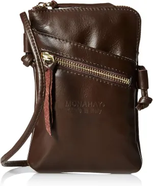Small Vera Pelle Italian Leather Cell Phone Cross Body Bag Passport Travel Pouch Shoulder Bag
