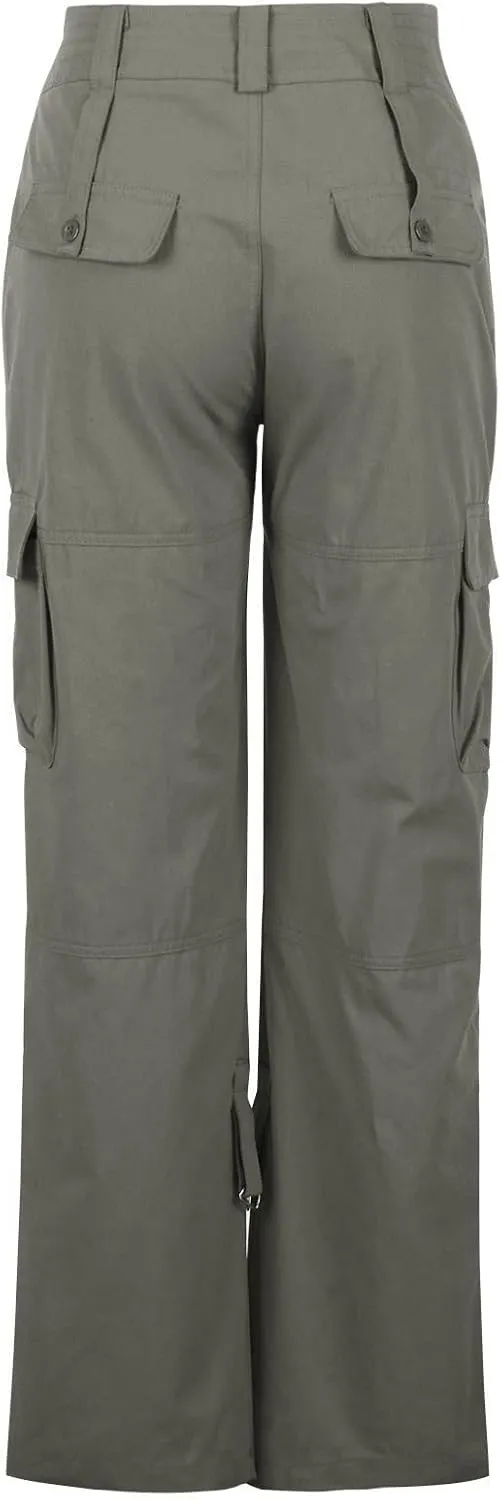 SMIDOW Baggy Parachute Pants for Women Low Rise Wide Leg Cargo Pant Military Army Combat Work Trousers with Pockets