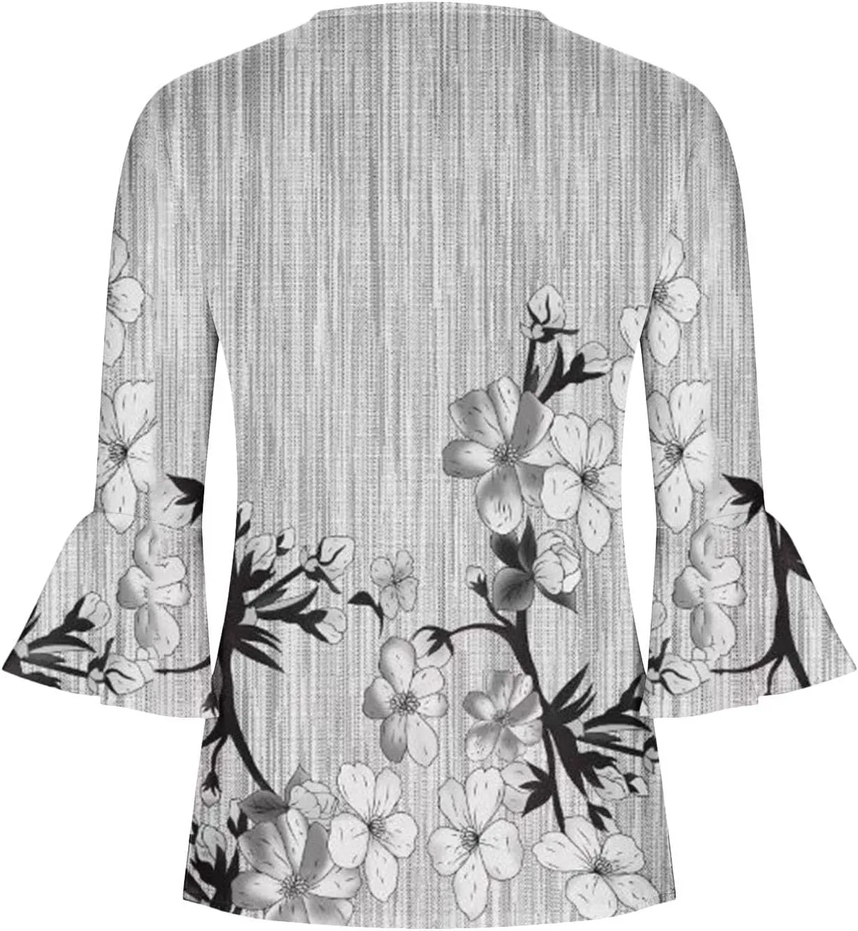 SMIDOW Summer Tunic Tops for Women 2023 Fashion 3/4 Bell Sleeve t-Shirt Bohemian Floral Henley Shirts Empire Waist Blouse
