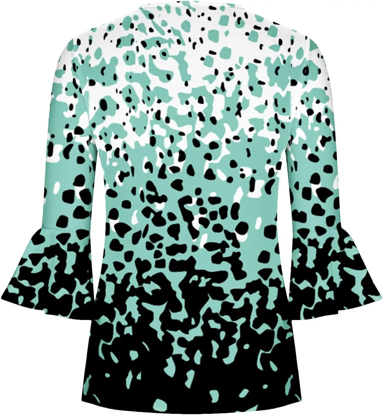 SMIDOW Tunic Tops for Women Loose Fit Spring Henley v Neck Shirt 3/4 Bell Sleeve Bohemian Floral Print t-Shirt Blouse Trendy