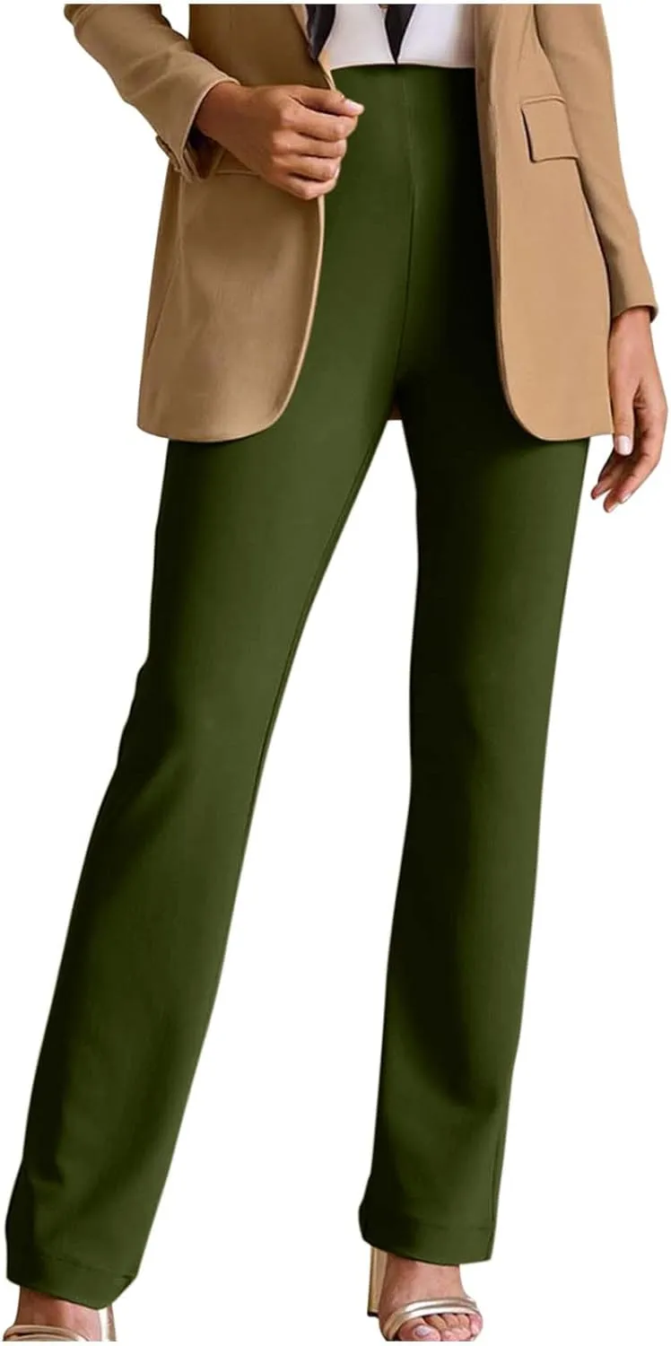 SMIDOW Womens Dress Pants for Work Business Casual High Waisted Straight Leg Bootcut Stretchy Pant Regular Fit