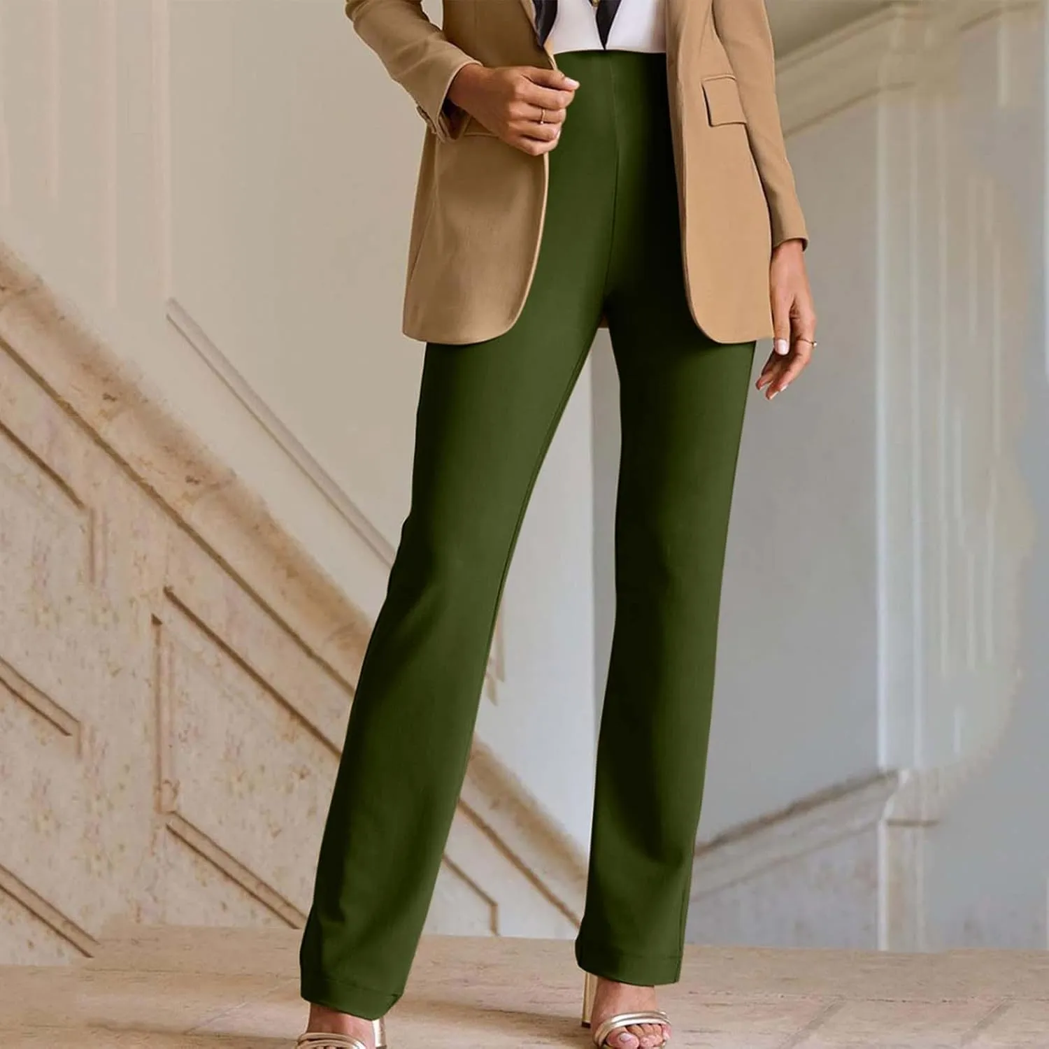 SMIDOW Womens Dress Pants for Work Business Casual High Waisted Straight Leg Bootcut Stretchy Pant Regular Fit