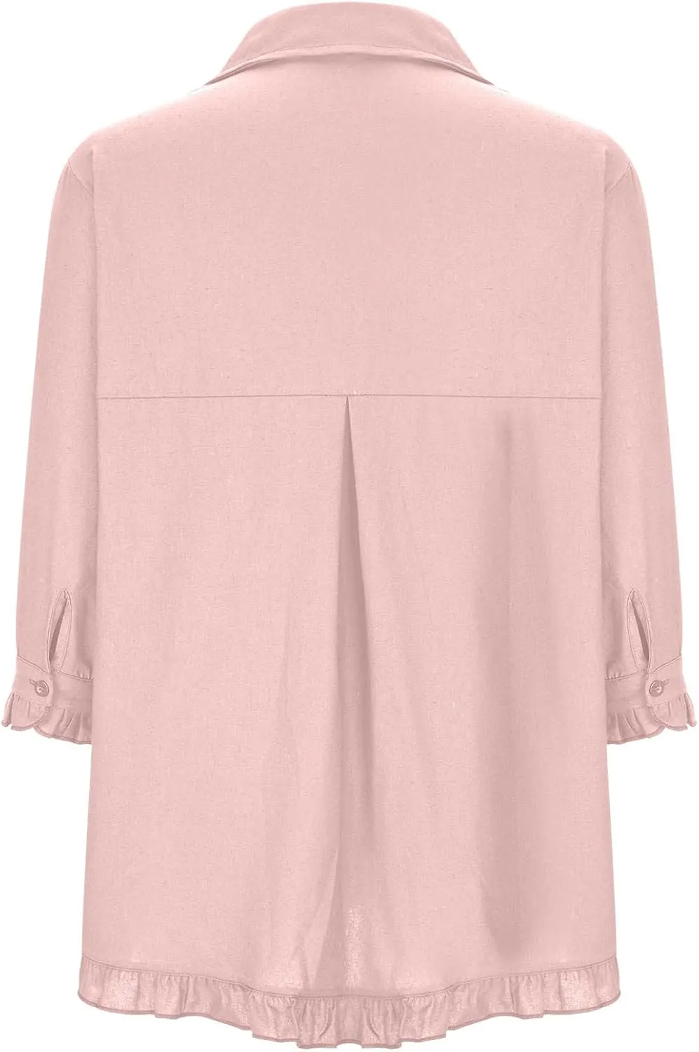 SMIDOW Womens Tops Dressy Casual Spring 2023 Half Sleeve Linen Button Down Shirt Solid Plus Size Collared Tshirt Blouse