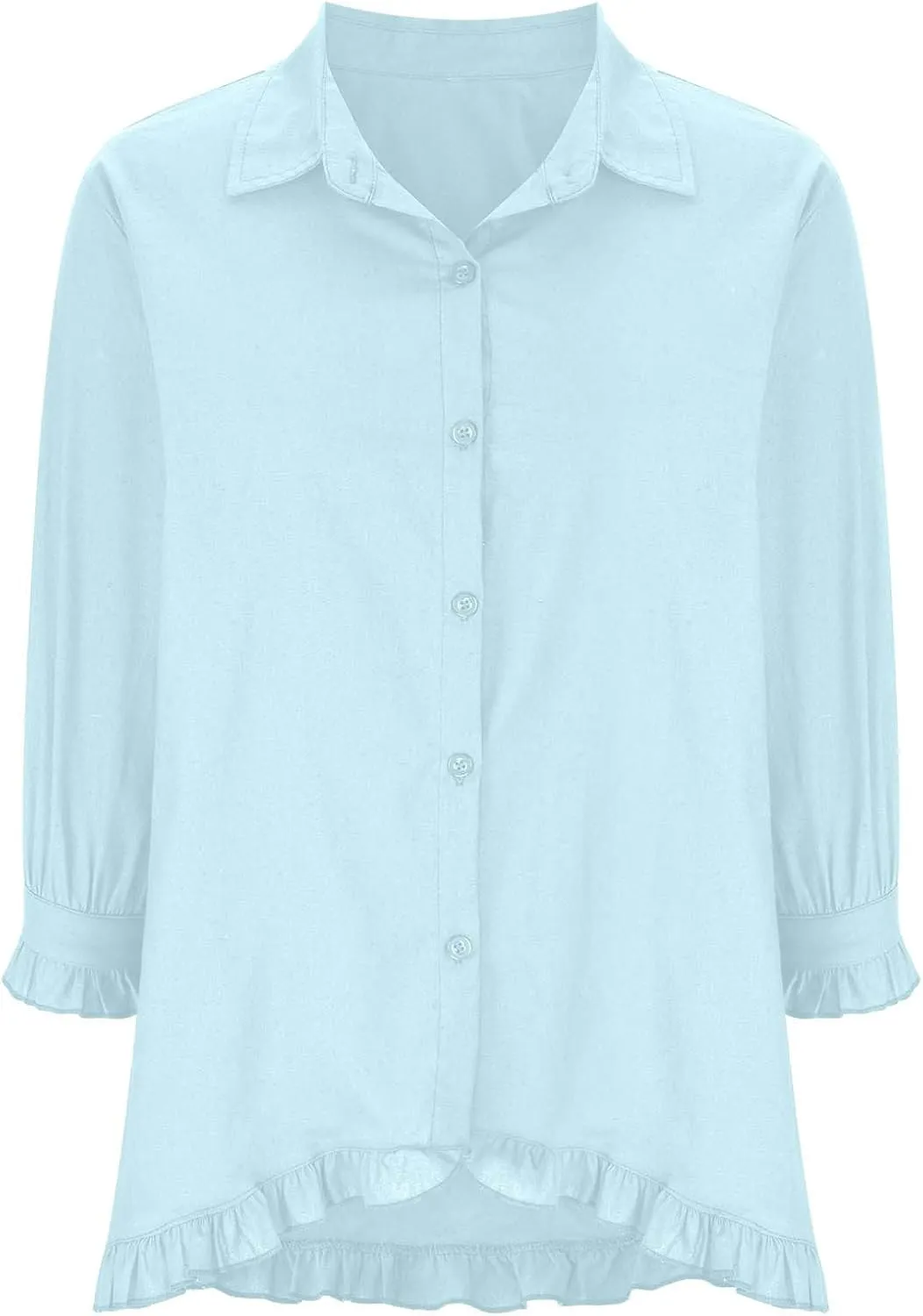 SMIDOW Womens Tops Dressy Casual Spring 2023 Half Sleeve Linen Button Down Shirt Solid Plus Size Collared Tshirt Blouse