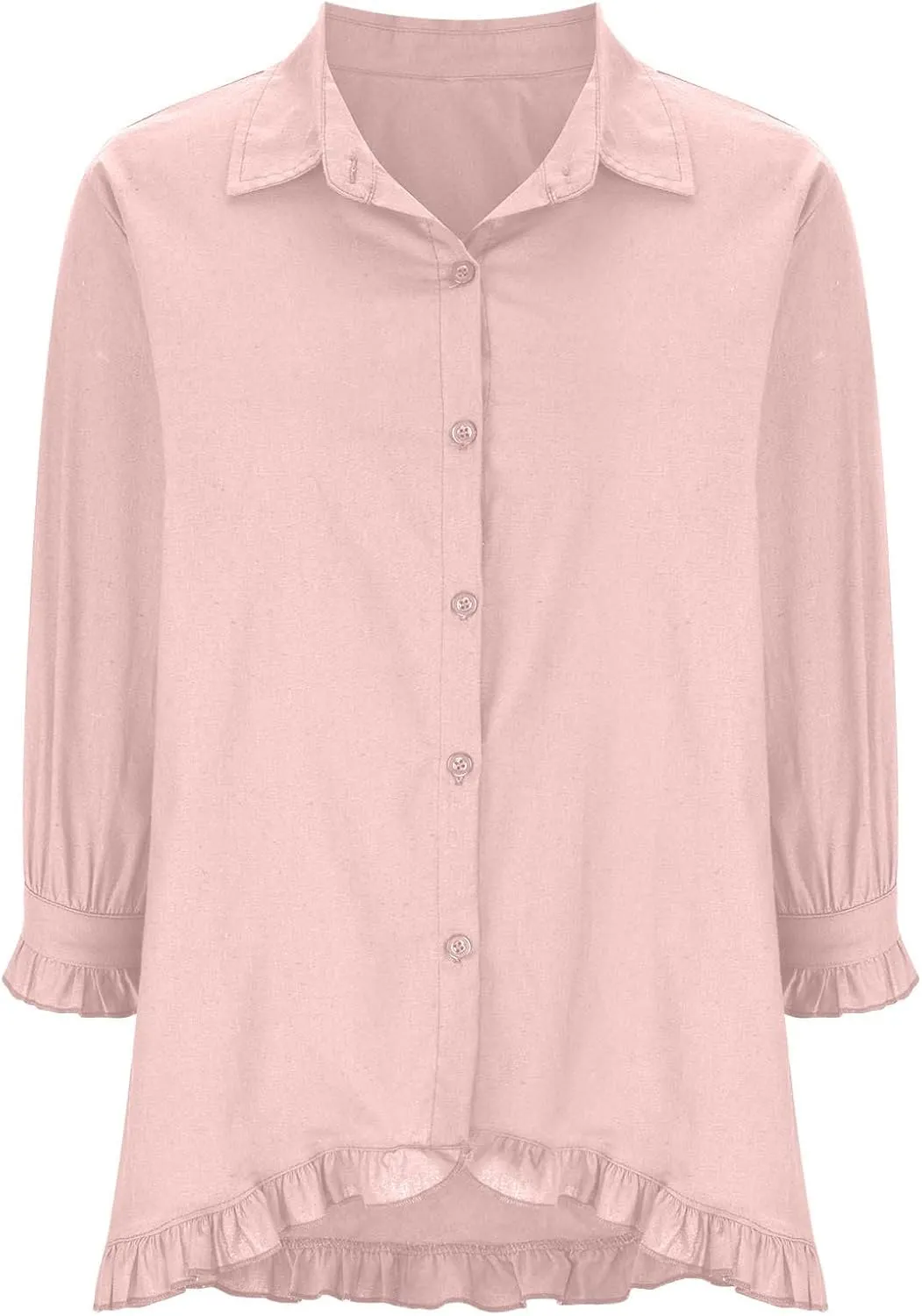 SMIDOW Womens Tops Dressy Casual Spring 2023 Half Sleeve Linen Button Down Shirt Solid Plus Size Collared Tshirt Blouse