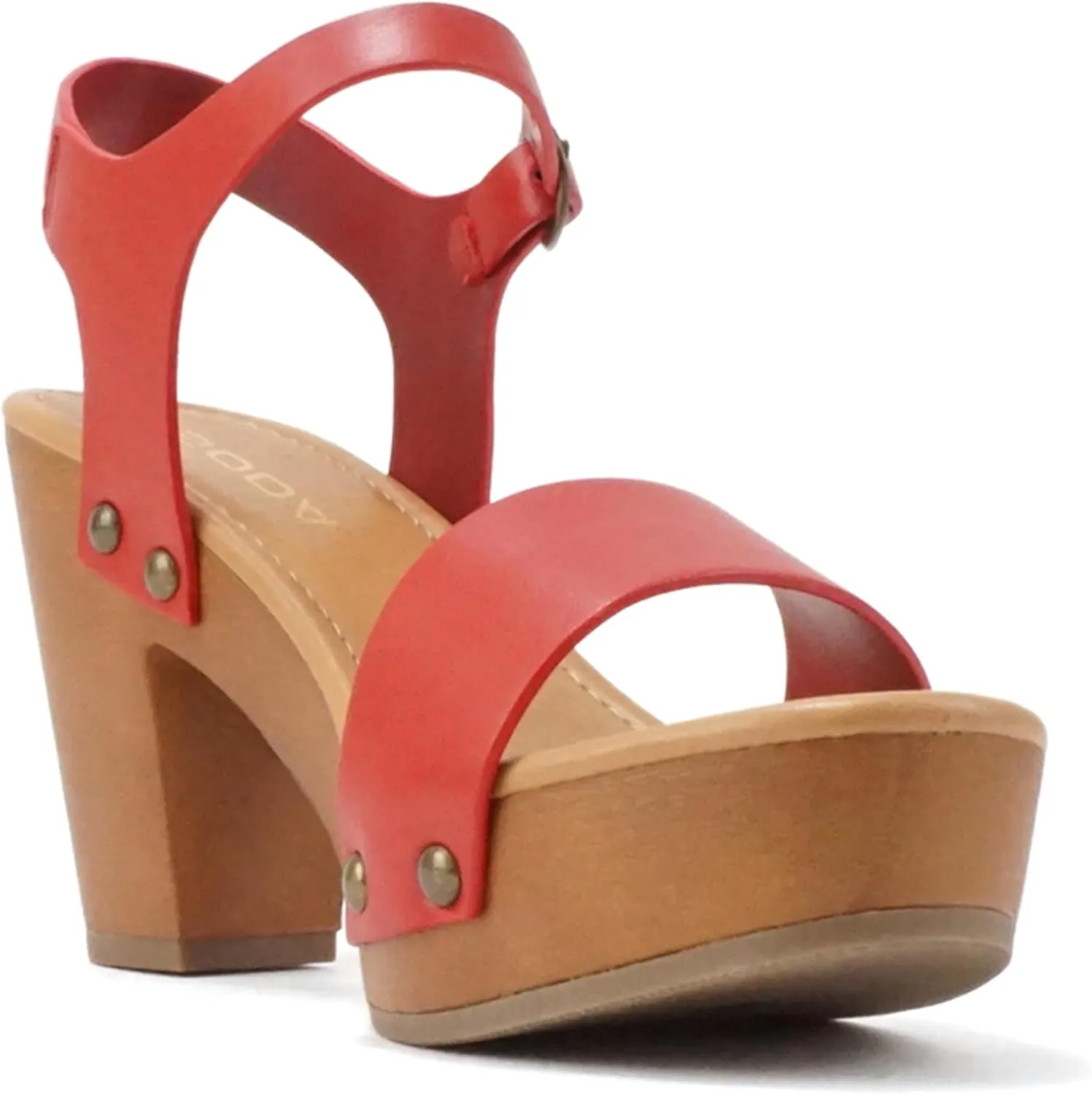Soda CHIVAS ~ Women's Bold Buckles Studded Wedge Sandal