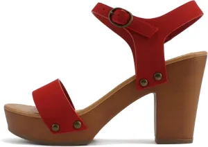 Soda CHIVAS ~ Women's Bold Buckles Studded Wedge Sandal