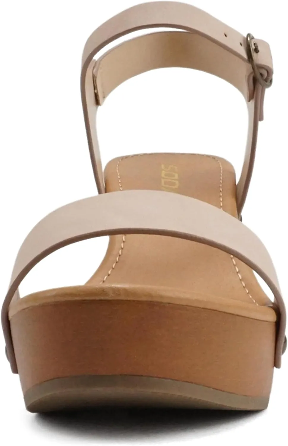 Soda CHIVAS ~ Women's Bold Buckles Studded Wedge Sandal