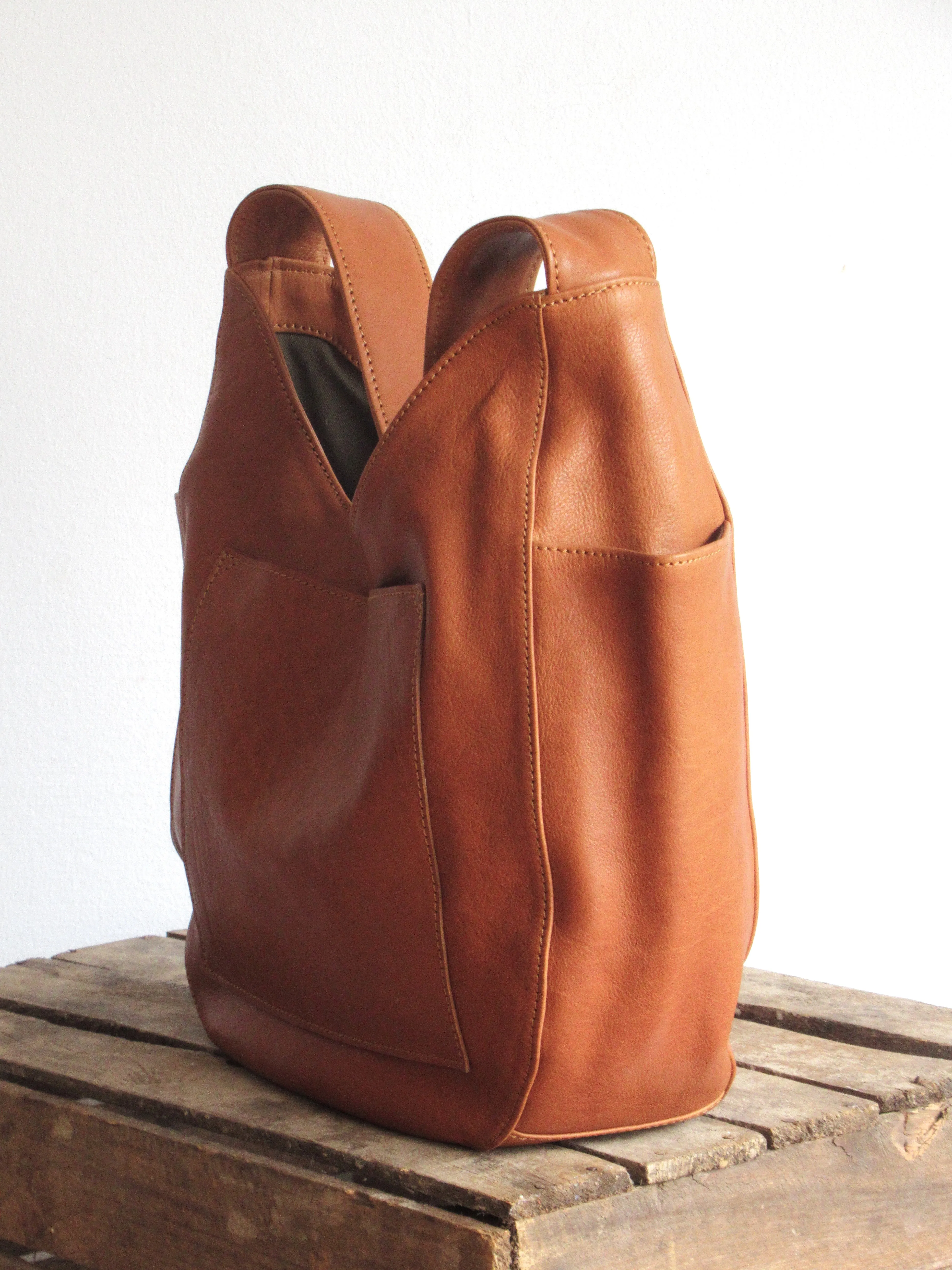 Soft Leather Hobo Bag in Tan