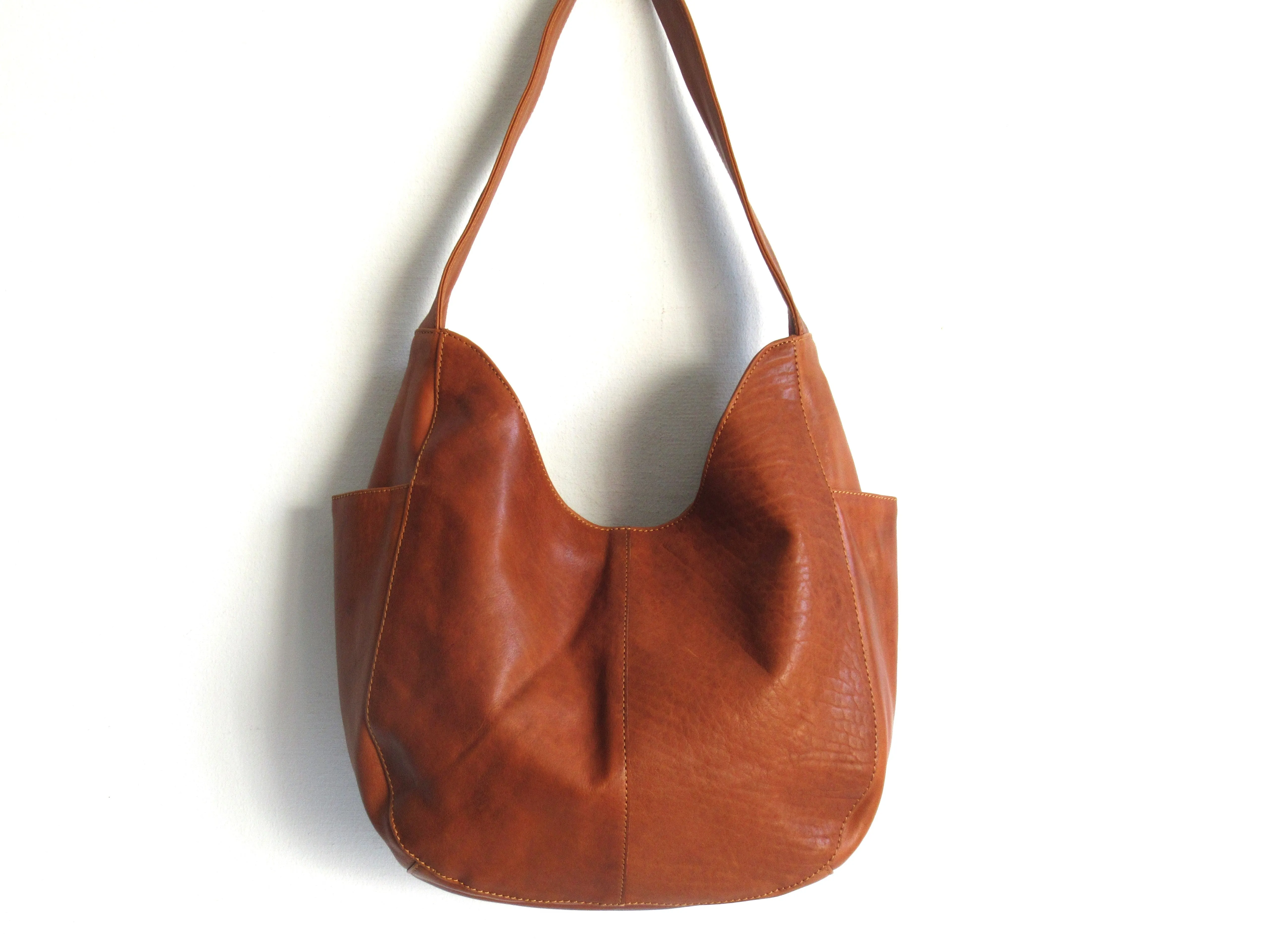 Soft Leather Hobo Bag in Tan