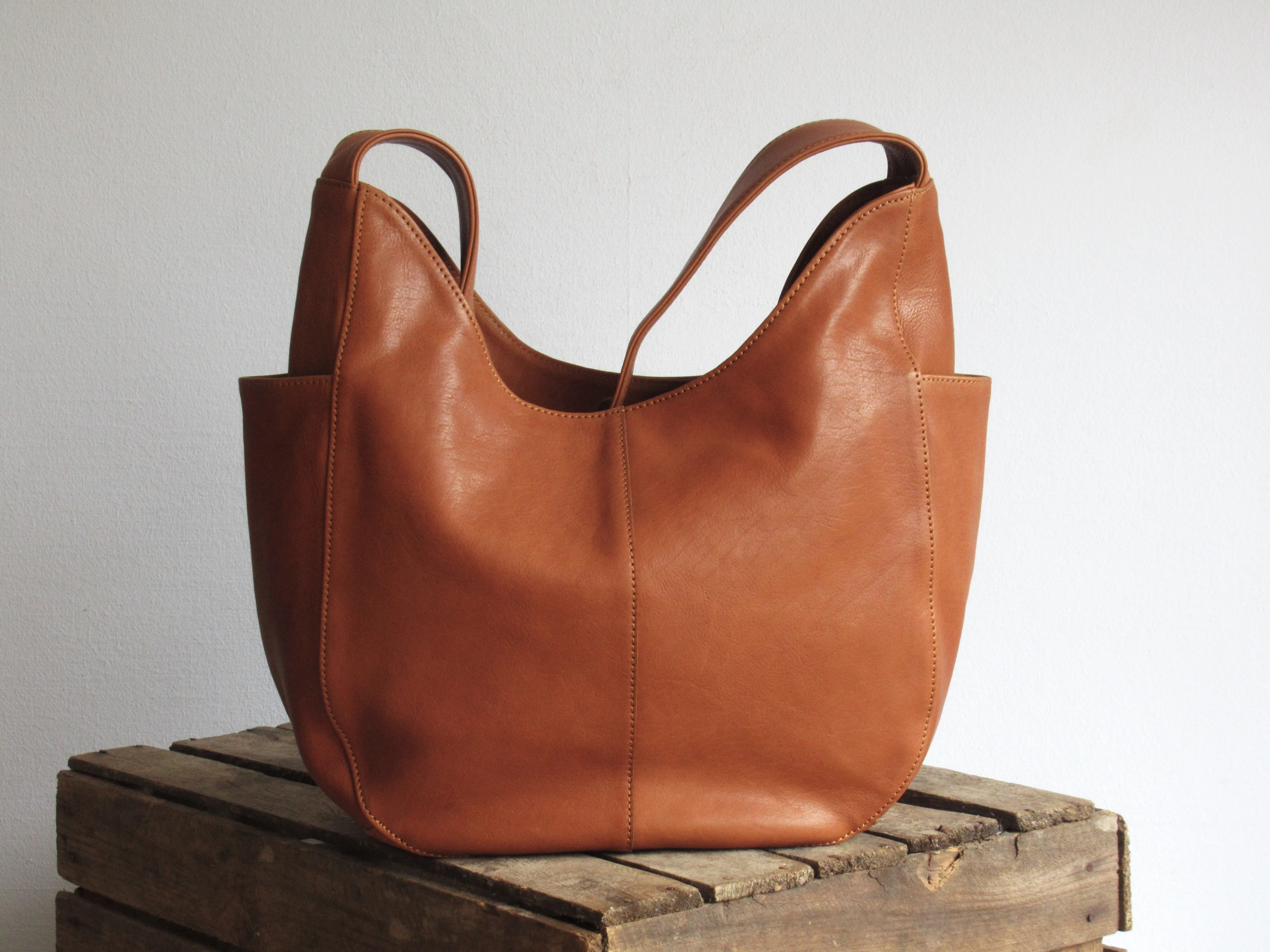 Soft Leather Hobo Bag in Tan