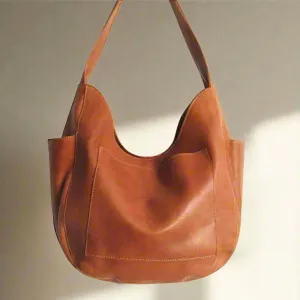 Soft Leather Hobo Bag in Tan