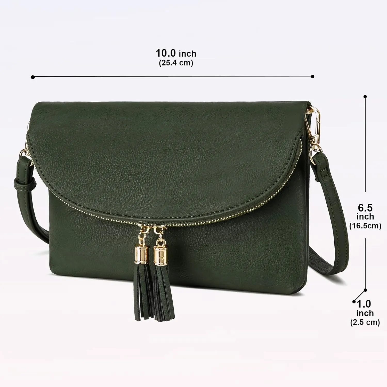 Solene Womens Envelop Clutch Purse Multi Compartments, 6 Card Slot Inside, Crossbody Bag With Tassels