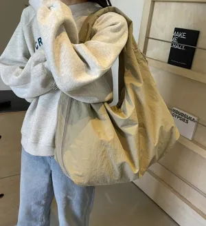 Solid Color Draped Tote Bag for Woman Large Capacity Shoulder Bag Versatile Slouchy Hobo Bag Travel Sport Everyday Use