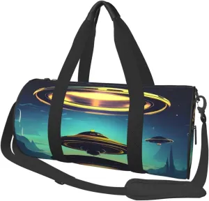 Spacecraft Descend* Round Large Capacity Foldable Duffel Bag For Women Men, Gym Tote, Sports Duffel.