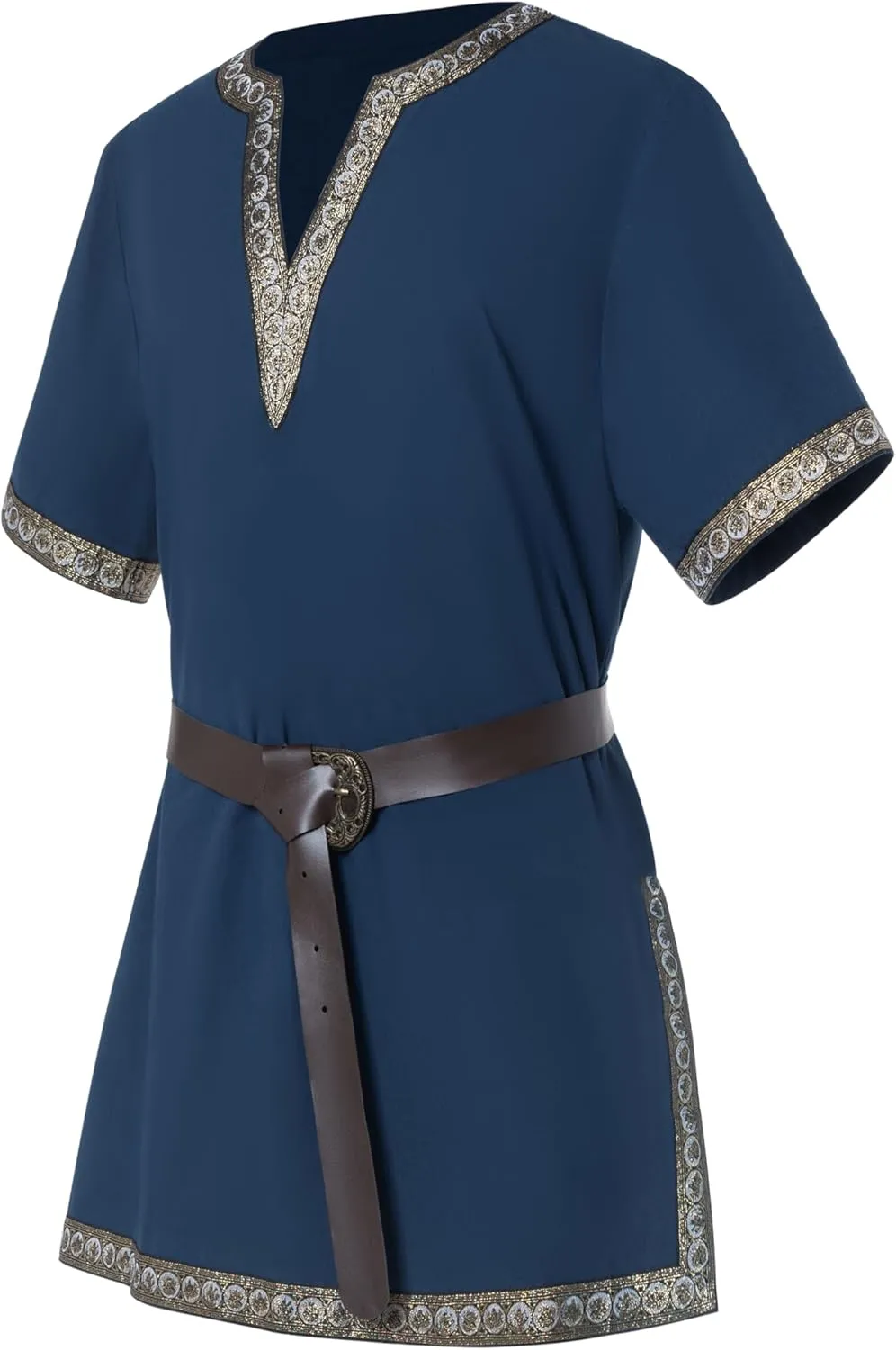 Spooktacular Creations Mens Medieval Renaissance Viking Knight Tunic Costume w Belt Pirate TShirt for Halloween Dress Parties