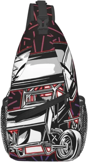 Sprint Car Racing Dirt Crossbody Backpack Chest Shoulder Bag Lightweight One Strap Travel Hiking Daypack