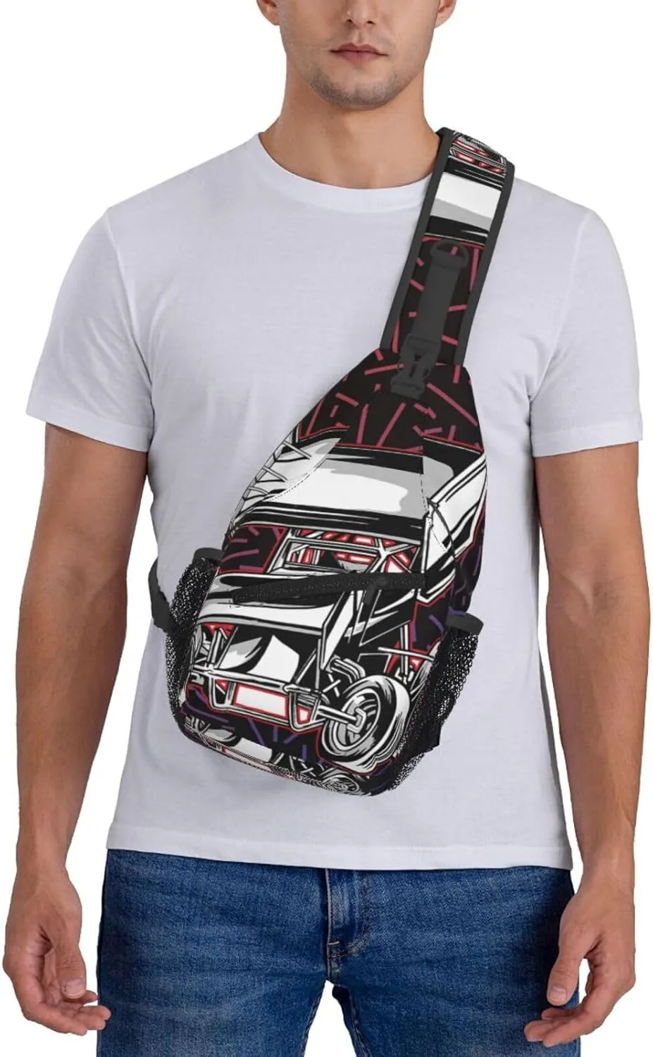 Sprint Car Racing Dirt Crossbody Backpack Chest Shoulder Bag Lightweight One Strap Travel Hiking Daypack