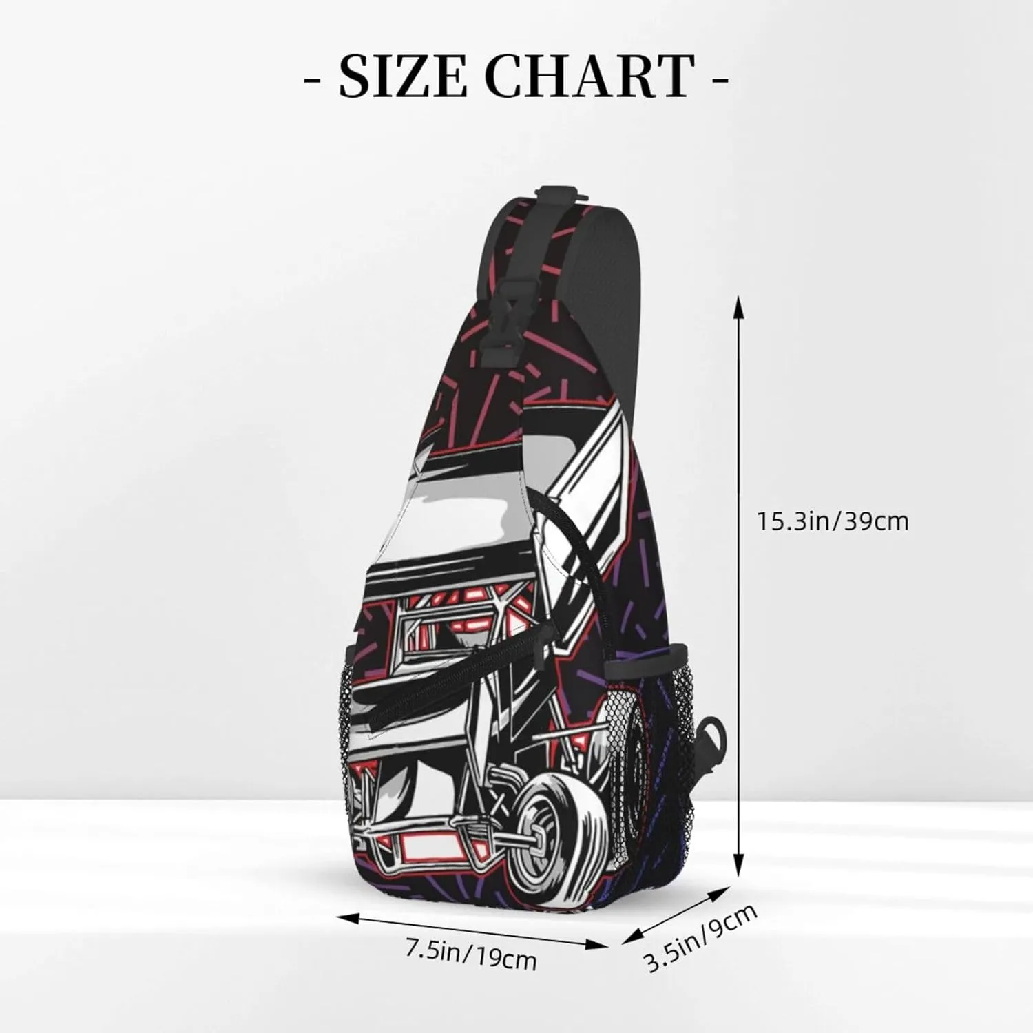 Sprint Car Racing Dirt Crossbody Backpack Chest Shoulder Bag Lightweight One Strap Travel Hiking Daypack