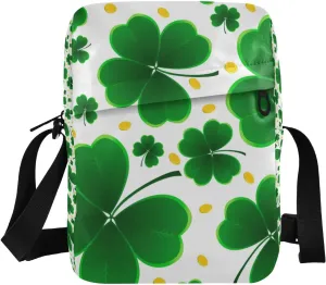 St Patrick's Day Shamrock Messenger Bag for Women Men Crossbody Shoulder Bag Cell Phone Shoulder Bag Mini Messenger Satchel Bag with Adjustable Strap for Concert Beach Travel Sporting