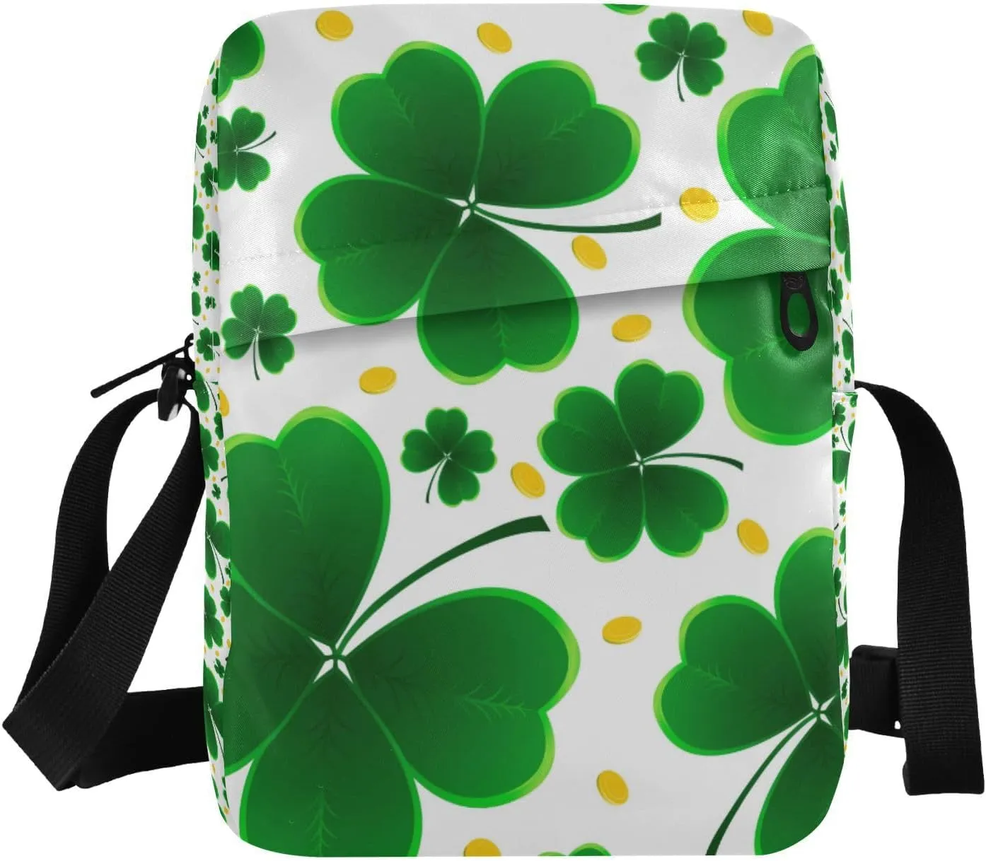 St Patrick's Day Shamrock Messenger Bag for Women Men Crossbody Shoulder Bag Cell Phone Shoulder Bag Mini Messenger Satchel Bag with Adjustable Strap for Concert Beach Travel Sporting