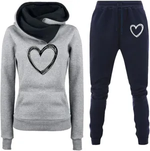Stessotudo Track Suits for Women Trendy Two Piece Pants Sets Heart Print Cute Hoodies Long Sleeve Pullover Casual Sweatsuits