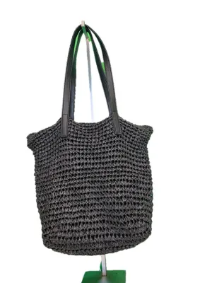 Straw Bag With Faux Leather Straps and Tassels
