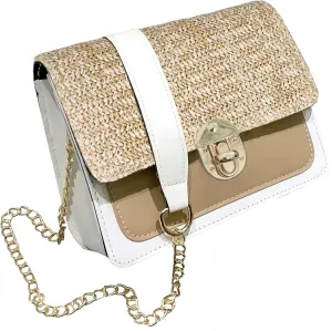 Straw Crossbody Bag Small Woven Leather Purse for Women Cute Shoulder Handbag Wallet Spring Summer Trendy