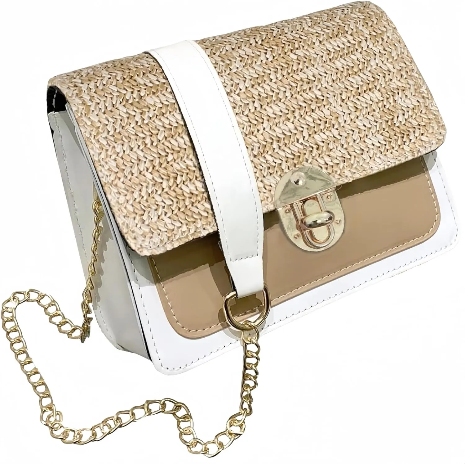 Straw Crossbody Bag Small Woven Leather Purse for Women Cute Shoulder Handbag Wallet Spring Summer Trendy