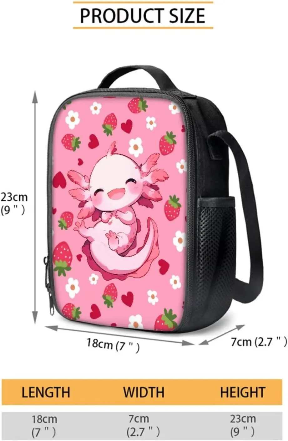 Strawberry Axolotl Backpack for Girls 6-8 8-10 Kids School Bags Set with Lunch Box Pencil Case Elementary Bookbag Satchel Pink Kindergarten Schoolbag 17inch Travel Backpacks Satchel