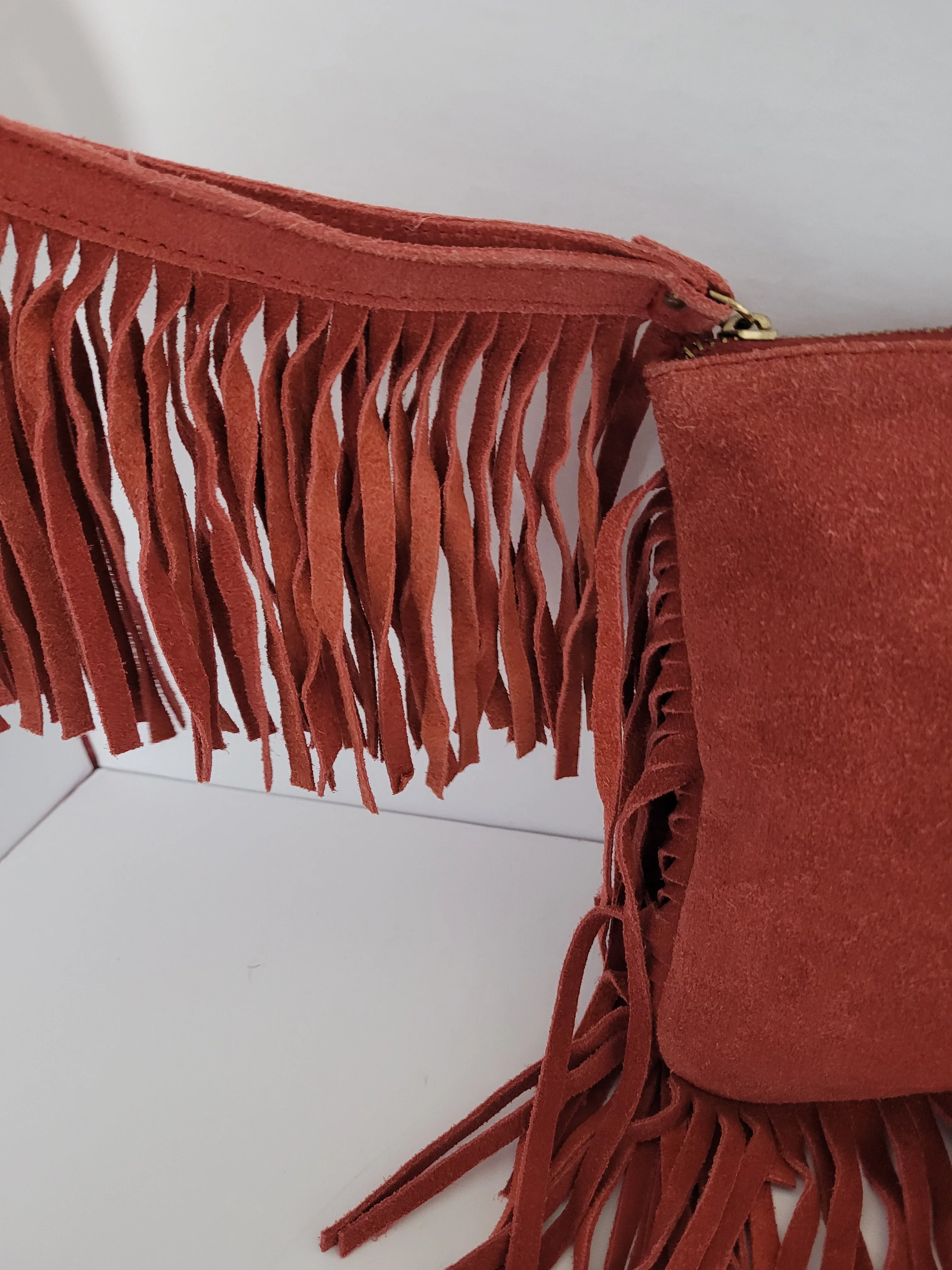 Suede Tassel Wristlet