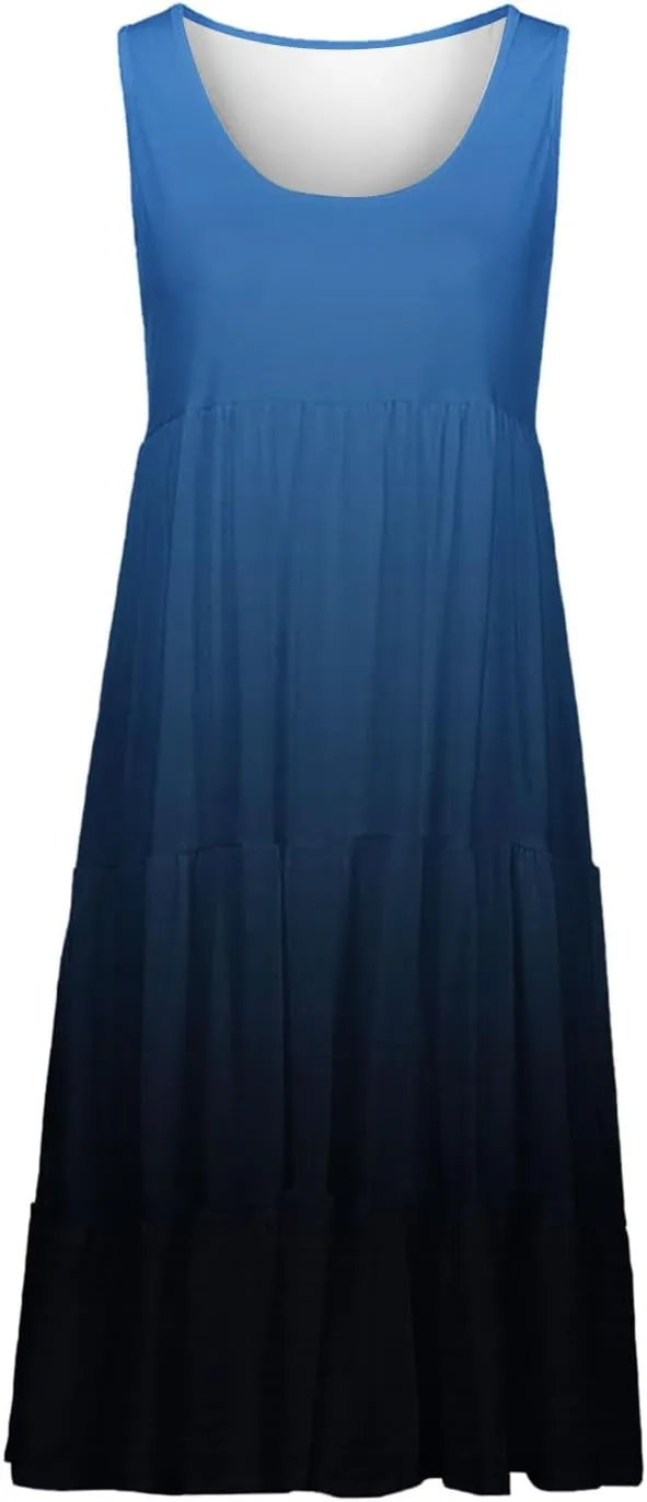 Summer Dresses for Women 2025 Casual Beach Loose Flowy Sleeveless Sundresses Vacation Wear Trendy Resort Tank Dress