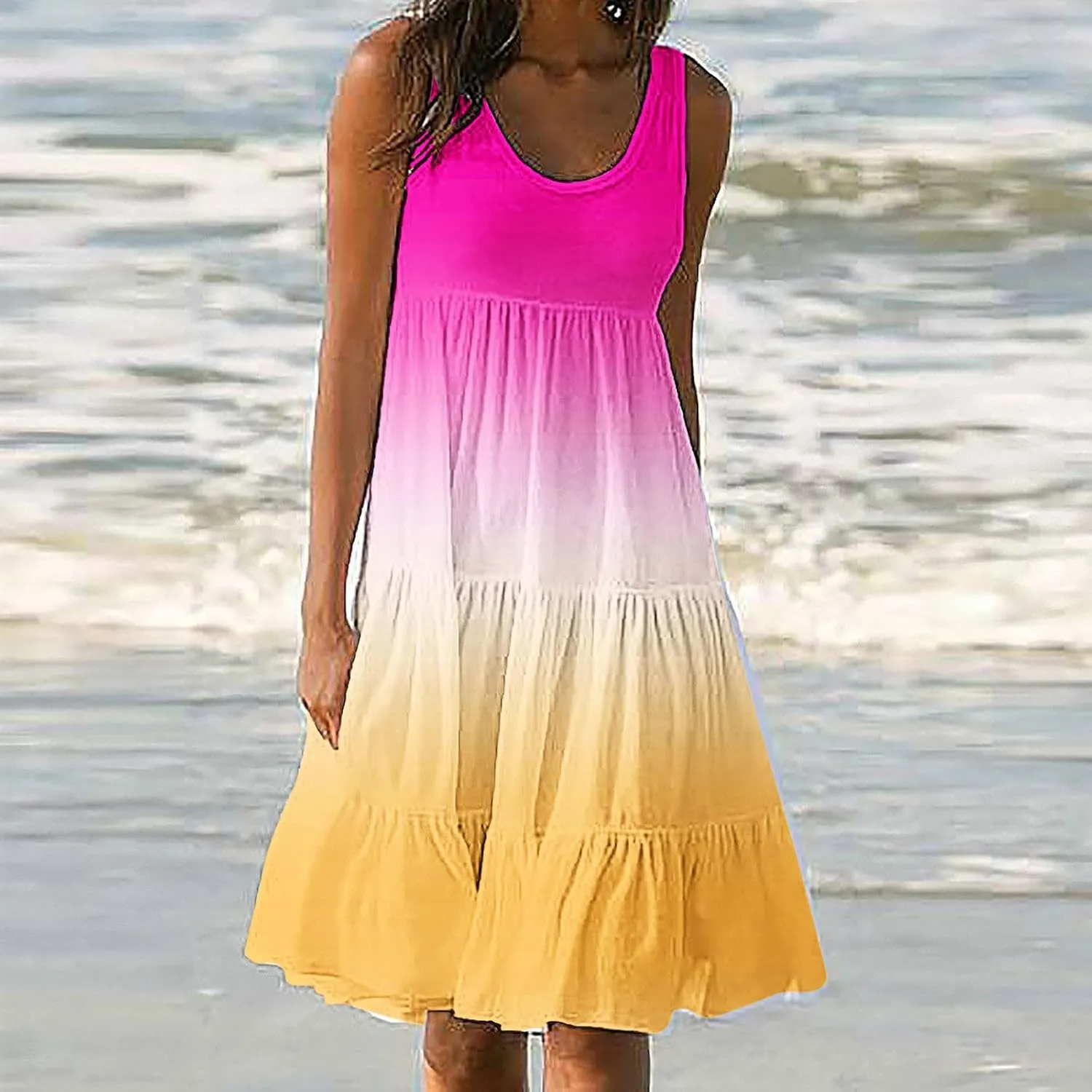 Summer Dresses for Women 2025 Casual Beach Loose Flowy Sleeveless Sundresses Vacation Wear Trendy Resort Tank Dress