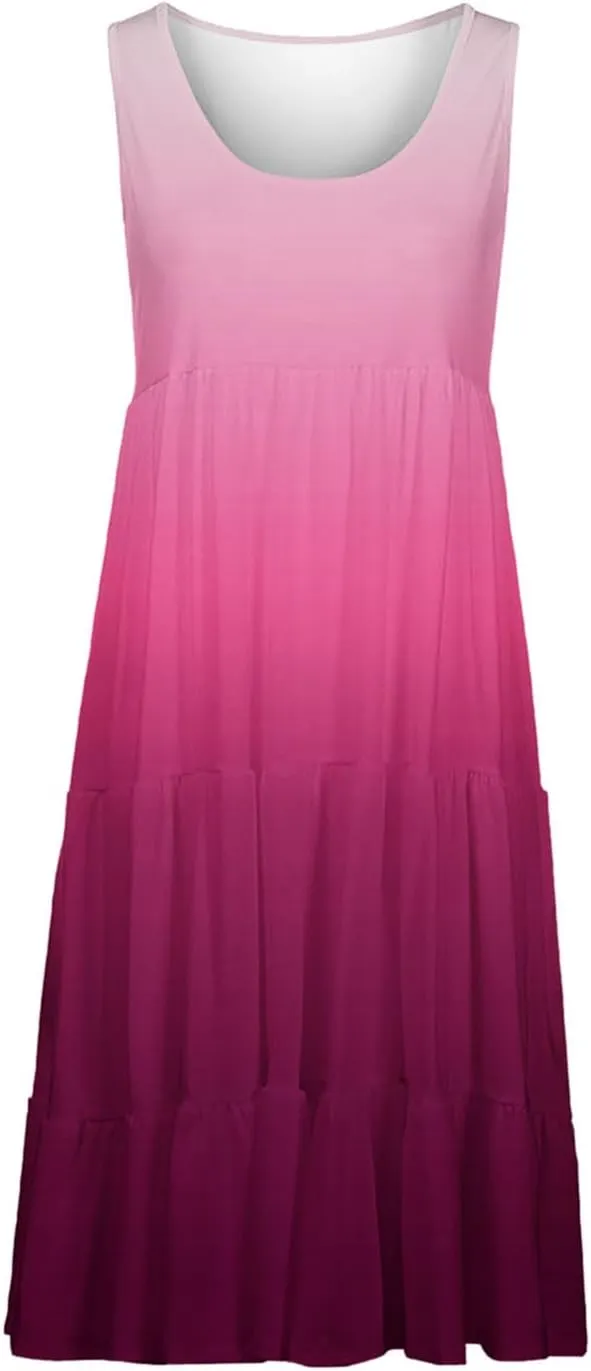 Summer Dresses for Women 2025 Casual Beach Loose Flowy Sleeveless Sundresses Vacation Wear Trendy Resort Tank Dress