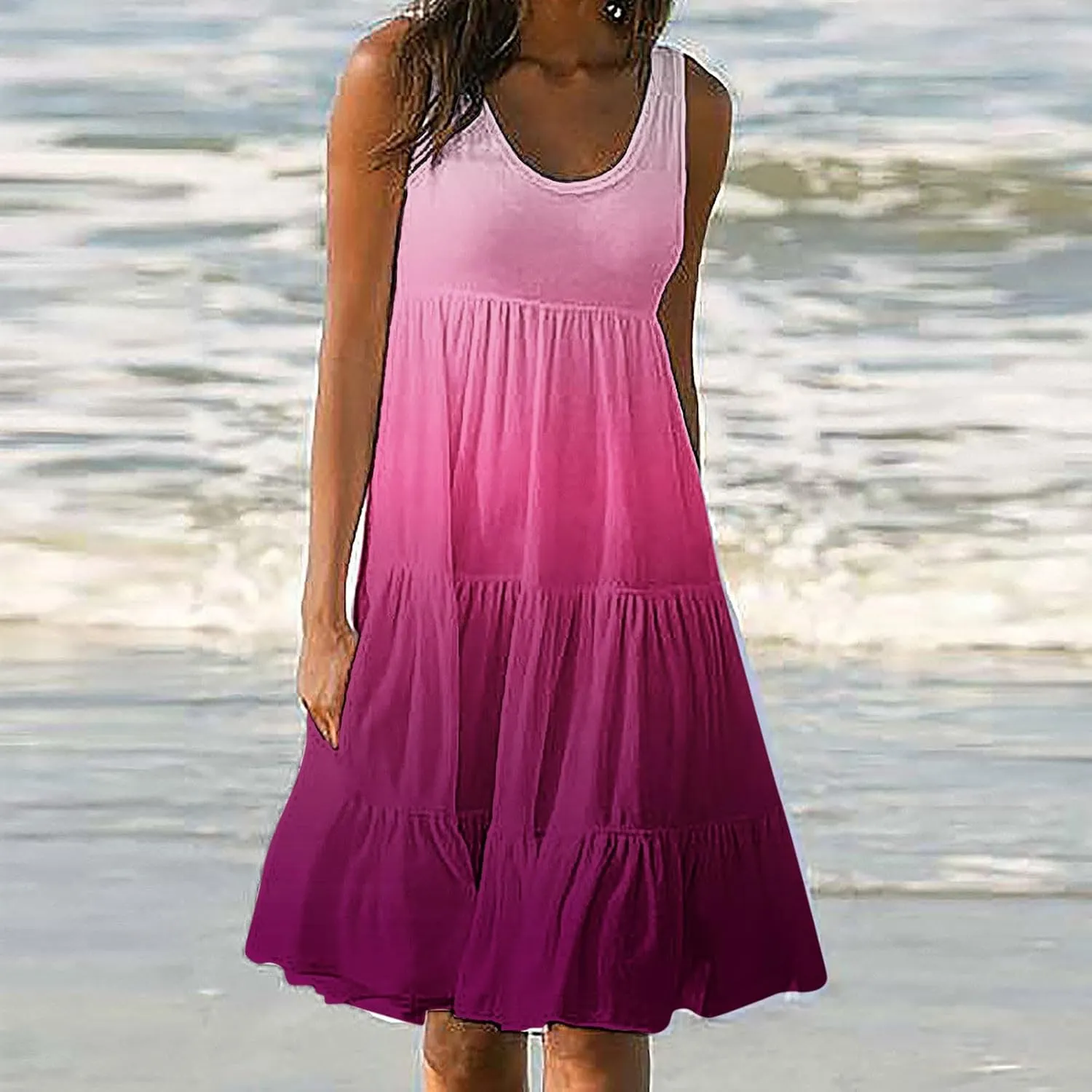 Summer Dresses for Women 2025 Casual Beach Loose Flowy Sleeveless Sundresses Vacation Wear Trendy Resort Tank Dress