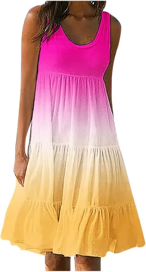 Summer Dresses for Women 2025 Casual Beach Loose Flowy Sleeveless Sundresses Vacation Wear Trendy Resort Tank Dress