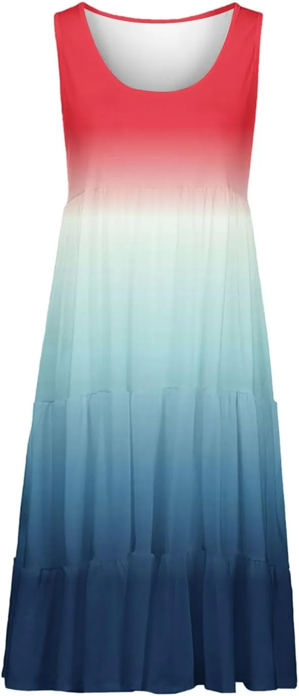 Summer Dresses for Women 2025 Casual Beach Loose Flowy Sleeveless Sundresses Vacation Wear Trendy Resort Tank Dress