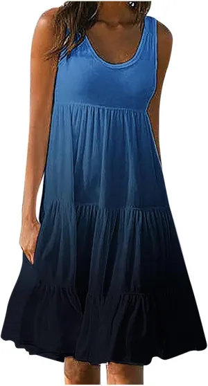 Summer Dresses for Women 2025 Casual Beach Loose Flowy Sleeveless Sundresses Vacation Wear Trendy Resort Tank Dress
