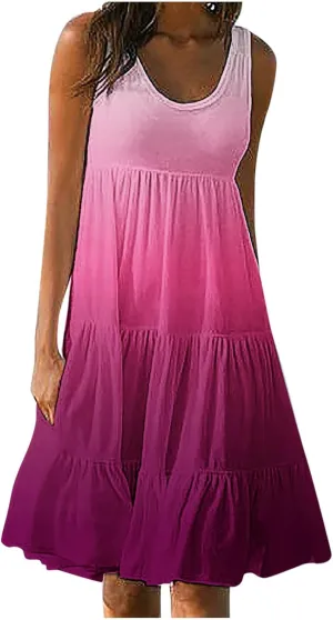Summer Dresses for Women 2025 Casual Beach Loose Flowy Sleeveless Sundresses Vacation Wear Trendy Resort Tank Dress