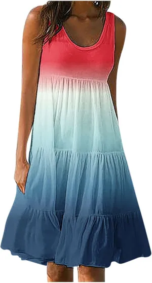Summer Dresses for Women 2025 Casual Beach Loose Flowy Sleeveless Sundresses Vacation Wear Trendy Resort Tank Dress