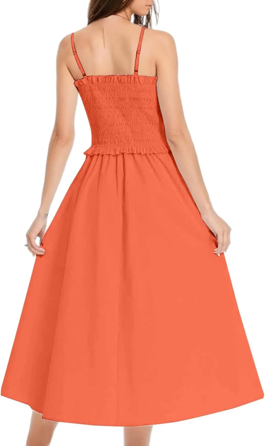 Summer Dresses for Women 2025 Strapless Sundress Off Shoulder Sleeveless High Waist Smocked A-Line Beach Maxi Dress